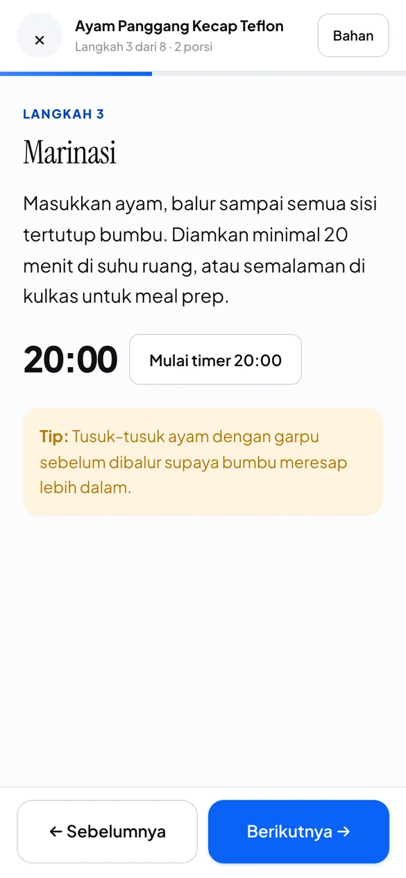 Mode masak dengan timer